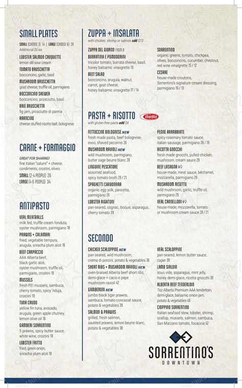 sorrentino's downtown menu